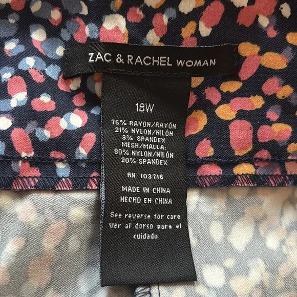 Zac & Rachel Navy Multicolor Patterned Pants - Picture 2 of 2